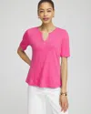 CHICO'S NOTCH NECK TEE IN DELIGHTFUL PINK SIZE 4/6 | CHICO'S