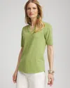 CHICO'S NOTCH NECK TEE IN SPANISH MOSS SIZE 8/10 | CHICO'S