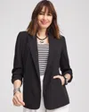 Chico's Notched-lapel Ruched Sleeve Blazer In Black Size Xxl |  In Black