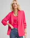 Chico's Notched-lapel Ruched Sleeve Blazer In Dried Roses Size Xxl |  In Dried Roses