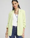 Chico's Notched-lapel Ruched Sleeve Blazer In Frozen Lime Size Xl |  In Frozen Lime
