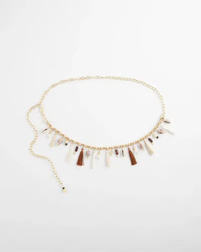 Chico's Novelty Beaded Chain Belt In Neutral In Brown