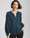 Chico's Novelty Texture Blouse In Teal Shadow