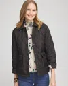 Chico's Faux Nylon Quilted Jacket In Black Size Large |  In Black
