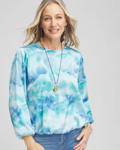 Chico's Ocean Bubble Hem Top In Aquatic Teal Size 16/18 |