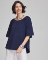 Chico's Off-the-shoulder Denim Top In Dark Wash Denim In Blue