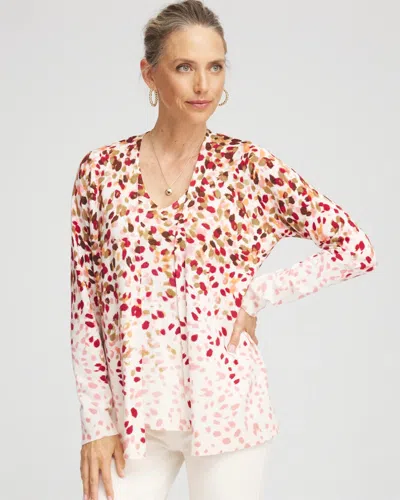 Chico's Ombr Printed V-neck Cardigan Sweater In Multi