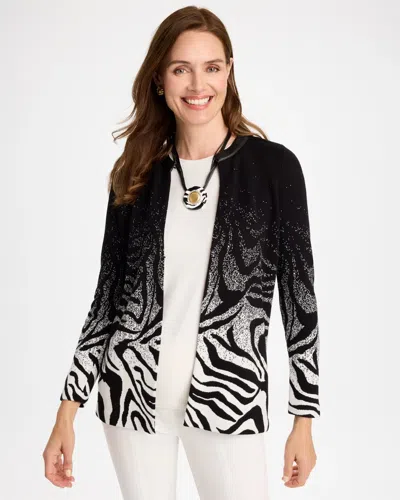 Chico's Ombre Animal Faux Leather-trim Coatigan In Black