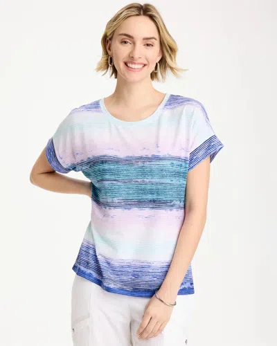Chico's Ombre Drop Shoulder Tee In Pale Sweet Pea In Multi