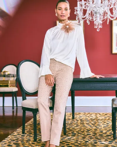 Chico's Ombre Embellished Girlfriend Straight Ankle Jeans In Champagne Fizz