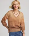 Chico's Ombre Metallic Pullover Sweater In Caramel Apple