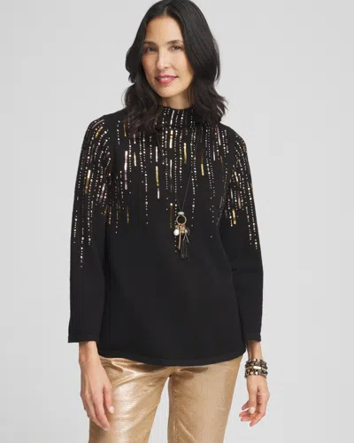 Chico's Ombré Sequin Pullover Sweater In Black Size 20/22 |