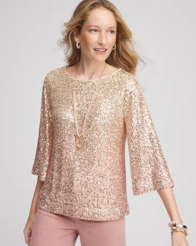 Chico's Ombré Sequin Tee In Pink Size 20/22 |  In Rose Smoke