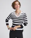 Chico's Ombré-striped Pima Tee In White Size 12/14 |  In Alabaster