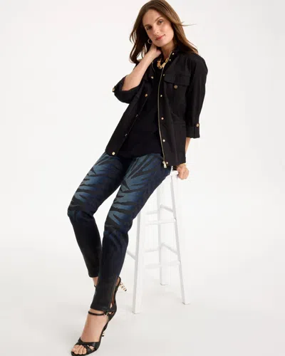 Chico's Ombre Zebra Animal Skinny Ankle Jeans In Savanna Stripe Indigo