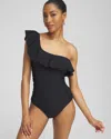 CHICO'S GOTTEX ONE SHOULDER ONE PIECE SWIMSUIT IN BLACK SIZE 10 | CHICO'S