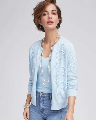 Chico's Open-front Beaded Cardigan Sweater In Crystal Springs Size 12/14 |