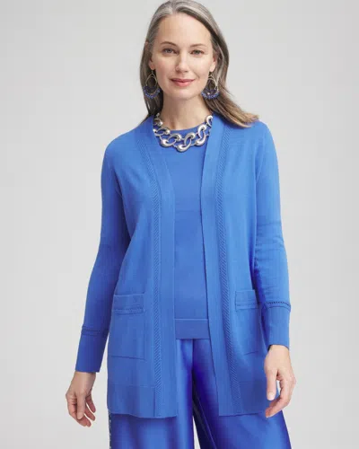 Chico's Open-front Cardigan Sweater In Blue Size 20/22 |  In Blue Pearl