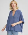 Chico's Open-knit Splitneck Poncho In Blue Lotus In Blue