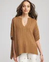 Chico's Open-knit Splitneck Poncho In Burnt Sienna In Brown