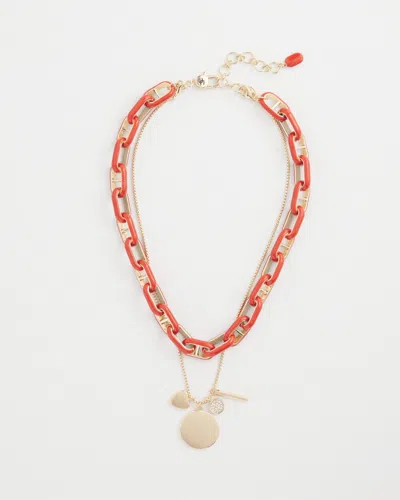 Chico's Orange Enamel Multistrand Necklace |
