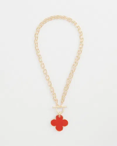 Chico's Orange Reversible Pendant Necklace |  In Candied Orange