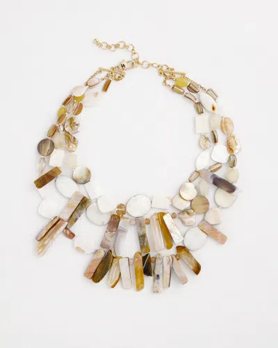 Chico's Originals Shell & Quartz Stone Bib Necklace In Neutral