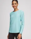 Chico's Crew Neck Mesh-inset Pullover Top In Aquatic Teal Size 16/18 |  Zenergy Activewear In Aquatic Teal