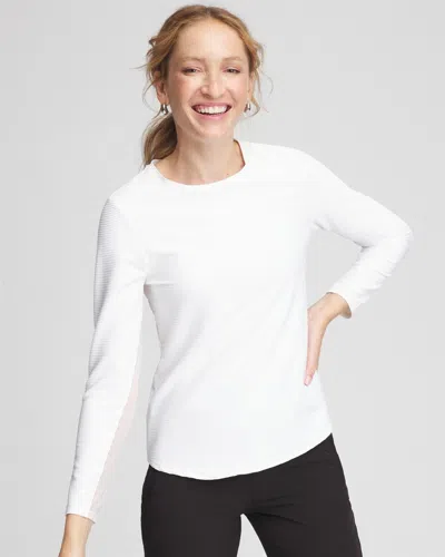 Chico's Crew Neck Mesh-inset Pullover Top In White Size 16/18 |  Zenergy Activewear In Alabaster
