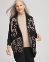 Chico's Ottoman Jacquard Cocoon Cardigan Sweater In Black In Black