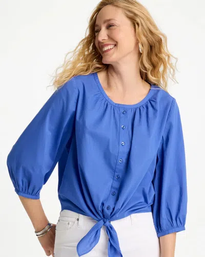 Chico's Oversized Tie-front Top In Amparo Blue
