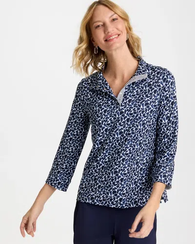 Chico's Paint Snap Mockneck In Blue