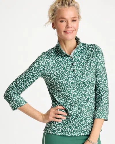 Chico's Paint Snap Mockneck In Water Lily Green In Multi