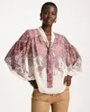 Chico's Paisley Chiffon Tie-neck Pullover In Pomegranate In Pomegranate