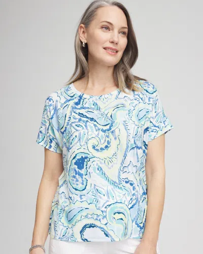Chico's Paisley Drop Shoulder Tee In Crystal Springs Size 12/14 |  Zenergy