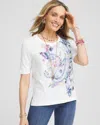 Chico's Paisley Scoop-neck Tee In White Size 20/22 |  In Alabaster