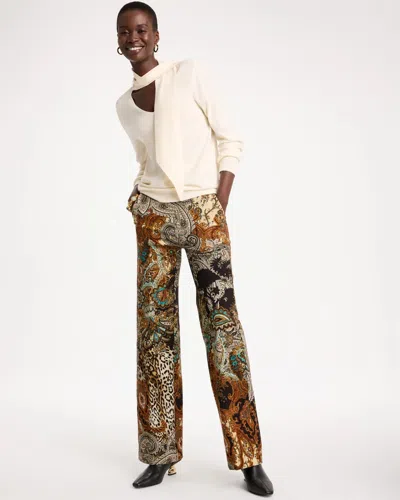 Chico's Paisley Juliet Wide Full Length Pants In Black