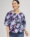 Chico's Paisley Pintuck Bubble Hem Top In Blue Size 20/22 |  In Passport Blue
