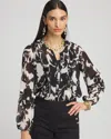 Chico's Paisley Ruffles Crinkle Blouse In Black Size 16/18 |  In Black
