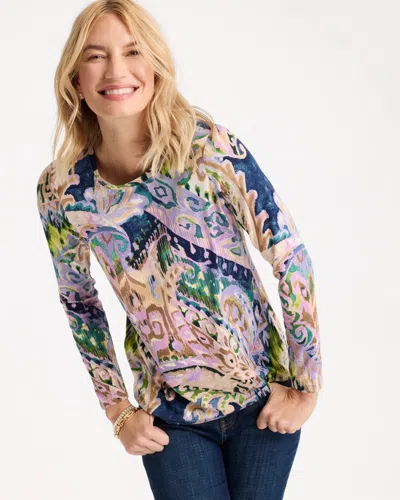 Chico's Paisley Touch Of Cool Layering Tee In Lavender Haze