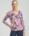 Chico's Paisley V-neck Pullover Sweater In English Cream Size 20/22 |  In English Cream