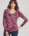 Chico's Paisley V-neck Pullover Sweater In Purple Size 16/18 |  In Deep Raisin