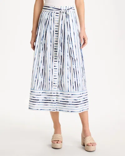 Chico's Palermo Striped Tie-front Skirt In Blue