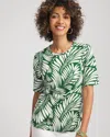 Chico's Palm-frond-motif Classic-fit Pima Tee In Palm Leaf In Green