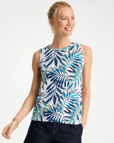 Chico's Palm Front Cotton Button Tank In White
