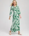 Chico's Palm-front-motif Beaded Knit Maxi Dress In Palm Leaf In Green