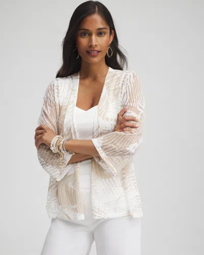 Chico's Palms Burnout Cardigan Sweater In White Size 0/2 |