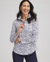 Chico's Palms Half-zip Pullover Top In Blue Size 16/18 |  Zenergy Activewear In Passport Blue