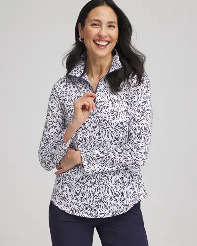Chico's Palms Half-zip Pullover Top In Blue Size 16/18 |  Zenergy Activewear In Passport Blue