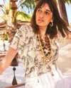 Chico's Panther Sweater-trim Linen Tee In Neutral